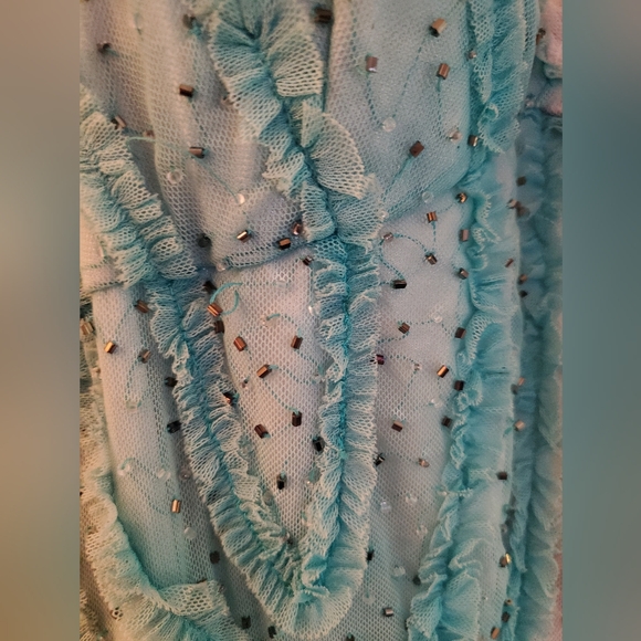 Vintage Beaded Long Blue Purple Mermaid Dress - Picture 5 of 9